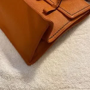 Bags | Plinio Visona Orange Leather Handbag | Poshmark